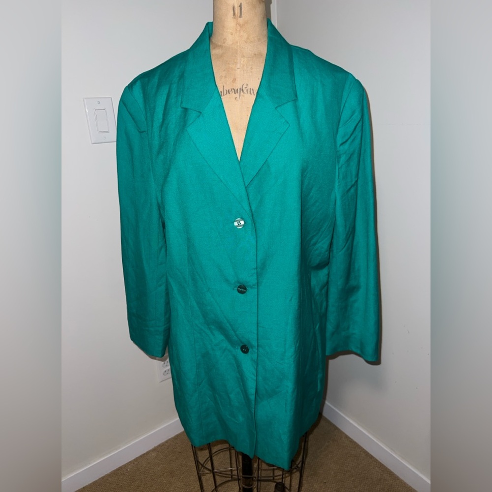 Norton McNaughton Teal Single-Breasted Blazer